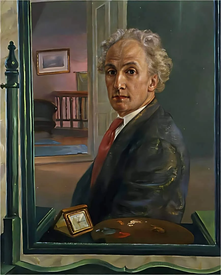 Retrato pintado de Guido Nincheri en su taller