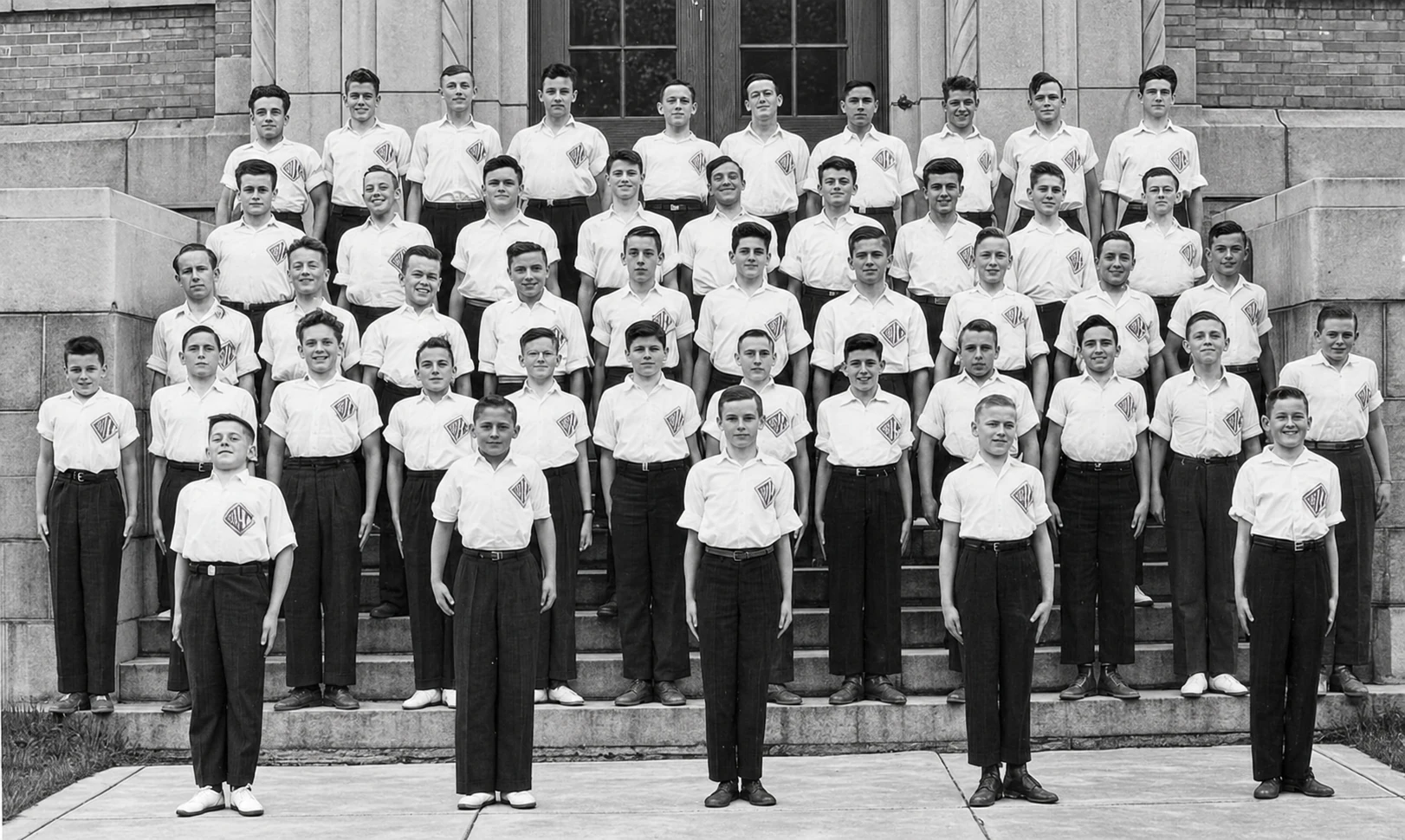 Con ropa de gimnasia en 1946-47