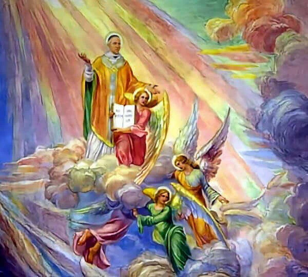 Saint Jean Eudes entouré d’anges dans une composition de la voûte