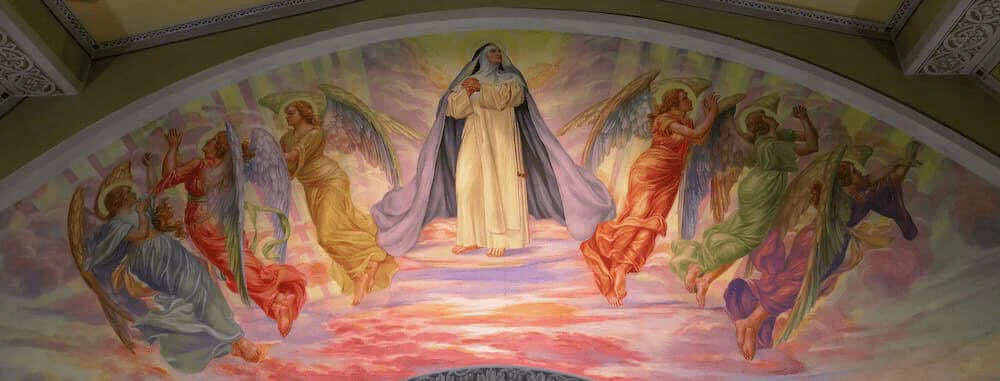 Sainte Amélie entourée d’anges dans la gloire